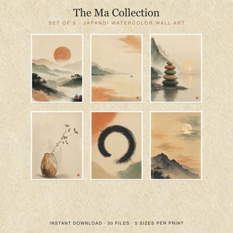 The Ma Collection — Japandi printable wall art set of 6